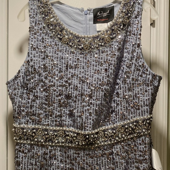 ⭐️⭐️ MAC DUGGAL EMBELLISHED SLEEVELESS HIGH NECK MIDI DRESS NWOT 10 - Picture 7 of 13